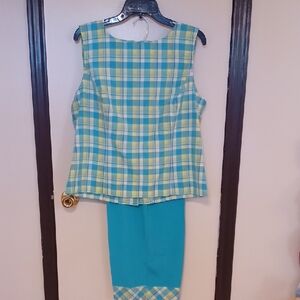 Sag Harbor Blue and Green Plaid Dress